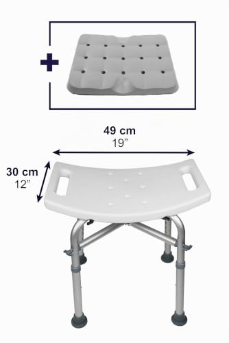 Miniatura 4 de Kmina Taburete De Ducha Antideslizante Hasta 150 Kg , Altura Regulable, Cojín De Espuma, Montaje Sin Herramientas - Fabricado En España