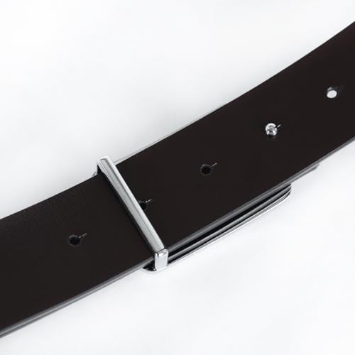 Image of Aurolran Men&Womens Leather Dress Belt Business Automatic Buckle Belt Color-Black Silver Gold
