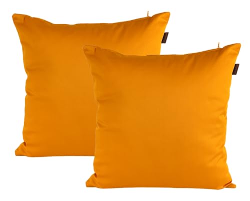 DiseLio   Fundas Cojines 45x45 Color Liso Naranja Calabaza   Juego 2 Fundas Cojín Sofá y Cama Almohadones Decorativos Tejido Fuerte Resistente Algodón y Poliéster Cremallera Oculta (45x45 Naranja)