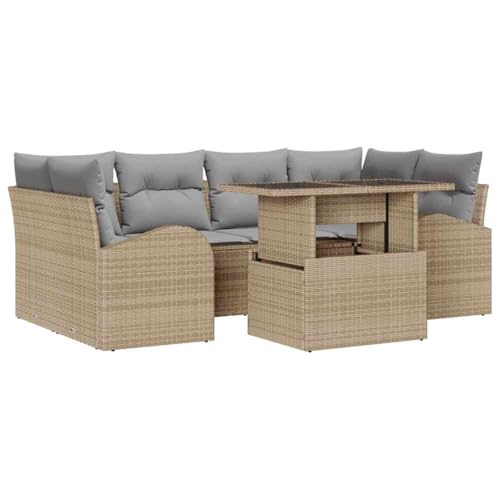 Salotto espandibile per ore di relax: il sistema modulare di mobili da balcone in robusto rattan sintetico può essere facilmente raggruppato, due divani angolari, due divani centrali, due braccioli e il tavolo in vetro da 100 x 55 x 73 cm si adattano a terrazze, piccoli balconi o grandi giardini. I piedini regolabili mantengono il set di sedie stabile anche su superfici irregolari, senza attrezzi.