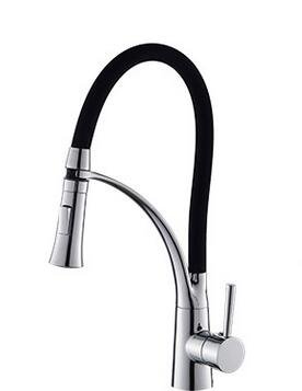 New 360 Degree Swivel Faucet Single Hole Kitchen Faucet, Deck Mount Pull Out Dual Sprayer Nozzle Kitchen Mixer Tap,Black Without Light