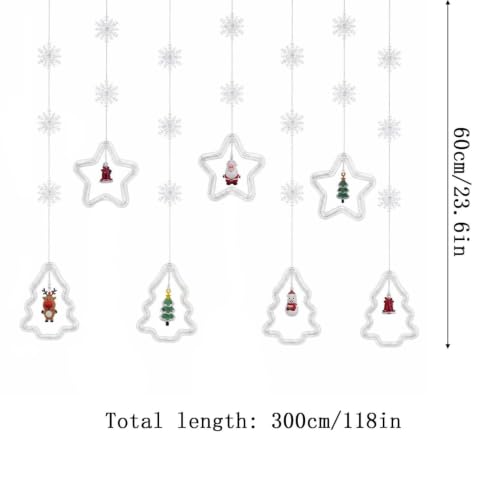 Christmas Window Lights 9.83 Ft Star Shaped Hanging Window Light with Remote Control Hanging Lights for Bedroom Living Room Decorative Hanging Ornaments for Window Wall Indoor Christmas Decoration - image 3
