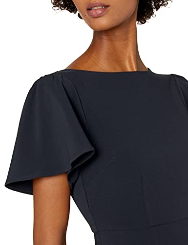 Amazon Brand - Lark & Ro Women's Fluid Crepe Flutter Short Sleeve Boat Neck Sheath Dress, Dark Navy 6 #TOP2