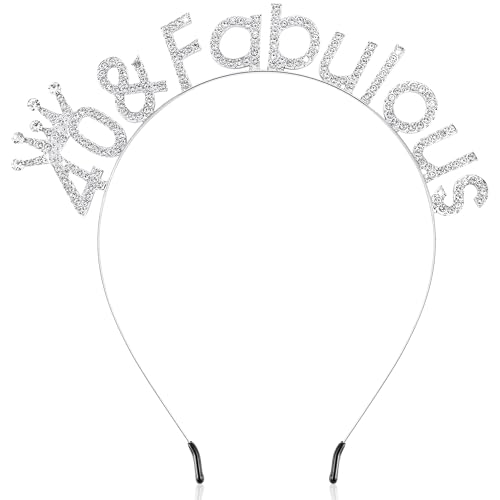 SuPoo Silver 40th Birthday Crown Tiara Headband - Women's 40 & Fabulous Hair Accessory, Birthday Gifts for Her 40 Year Old Party