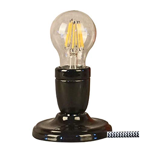 Opjet 011.842 - lo zoccolo di ceramica nera Lampada - cavo nero/bianco