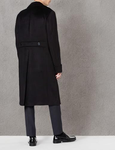 The Platinum Tailor Mens Black Overcoat Wool & Cashmere Great Coat Long Double Breasted Heavy Warm Winter (UK, Numeric, 48, Regular, Regular, Black) - Image 9