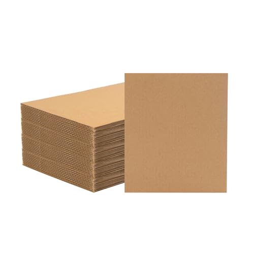 Image of 50 Pack 5x7 Inch Brown Corrugated Cardboard Sheets, Corrugated Cardboard Filler Insert Sheet Pads for Mailing, Pack Shipping, Backing, Craft Card Board