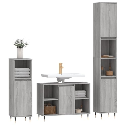 Muebles de baño de 3 piezas en gris Sonoma para organizar tu hogar con estilo 3