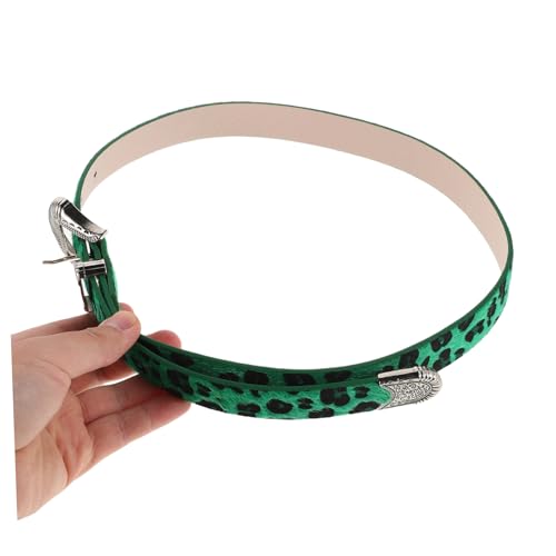 Vintage Leopard Print Wide Belt for Women Durable Western Style Waist Belt for Jeans and Dresses for Outdoor Activities and Casual Outfits Green Design4