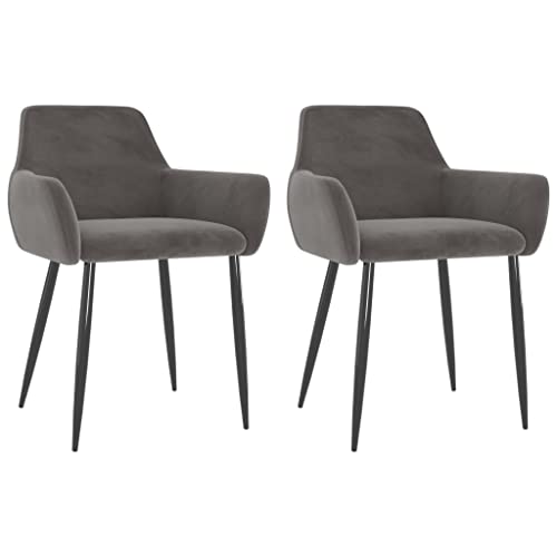 Genérico Sillas de Comedor 2 Unidades Terciopelo Gris Oscuro, Sillas de Comedor Gris,323105