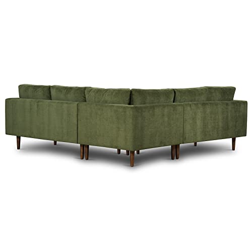 Image of Poly & BARK Napa Fabric Corner Sectional Sofa in Distressed Green Velvet