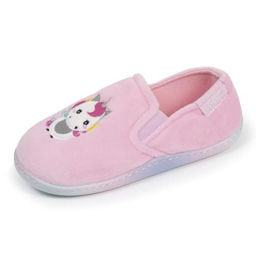 Isotoner Chaussons pantoufles Mocassins fille enfilage facile, semelle antidérapante, 28 EU, rose