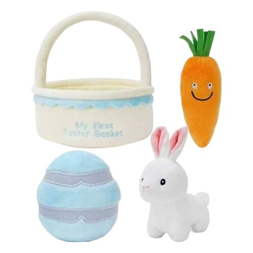 Tyinerc Cesta De Pascua De Animales De Peluche | Huevos De Peluche Rellenos Juego De 4 Piezas,Juguetes De Cesta De Pascua | para Niños Y Niñas, Hogar, Fiesta, Interior, Exterior Y Celebración