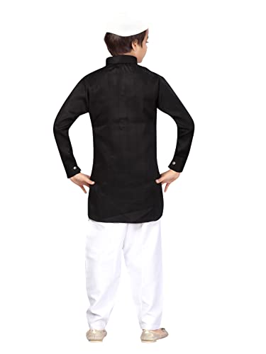 Image of Aarika Boys Black-White Color Pathani Kurta Pyjama with Cap Set (C PS-JK-102-BLACK-WHITE-3)