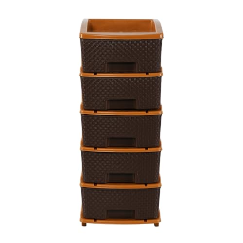 Heart Home 5-Layer & 48 LTR Plastic Drawer Storage Organiser & Toy Organizer for Kids Room | Chocolate Brown
