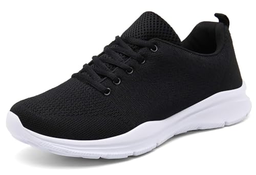 KOUDYEN Laufschuhe Atmungsaktiv Turnschuhe Schnürer Sportschuhe Leichte Gym Fitness Sneaker für Herren Damen(Schwarz,43)