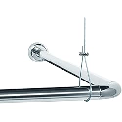 Cortina Ducha Techo Libaro Barra de cortina de ducha universal, adecuada para forma de L y forma de U, incluye soportes de techo, para bañeras, de materiales inoxidables