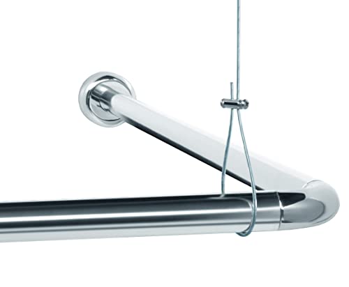 Libaro Duschvorhangstange L & U Form – rostfreie Aluminium Eckduschstange für Badewanne & Dusche – inkl. 1,50 m Deckenhalterung kürzbar – stabile Winkelduschstange zur Deckenmontage