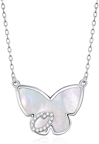 LOUISA SECRET Initial Butterfly Necklace for Women 925 Sterling Silver Letter Name Pendant Necklaces A-Z Personalized Christmas Jewellery Gifts for Mum Girls Wife Daughter Her