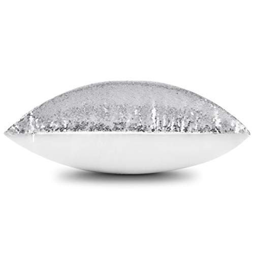Fascidorm Set Of 2 Silver Pillow Covers Sparkling Sequins Pillow Covers Mermaid Sequin Throw Pillow Covers Cushion Covers Pillowcases For Party With Hidden Zipper(Silver,18 X 18 Inch) #TOP4