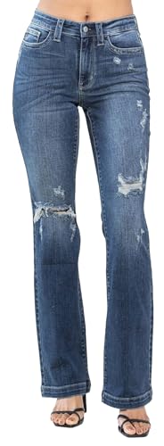 Judy Blue Women's Mid-Rise Handsand and Destroy Bootcut Jeans