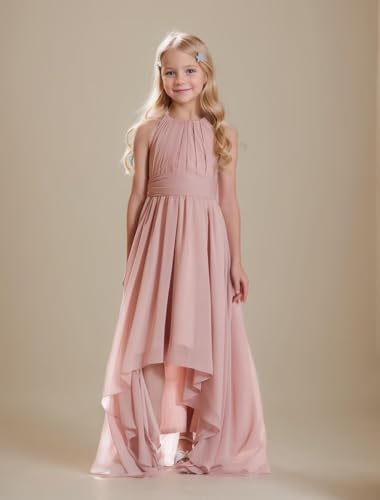Halter Junior Bridesmaid Dresses Chiffon Flower Girl Dress for Wedding Pageant Formal Dresses for Girls3
