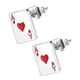 BESPORTBLE Pendientes Inoxidable con Diseño de Poker Rojo para Mujer Joyería de Moda Ligera y Resistente Accesorios Chic para Niñas Fiestas y Diario