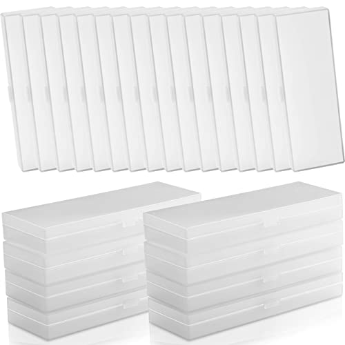 Fainne 24 Pcs Plastic Pencil Case Bulk Pencil Boxes Plastic Stationery Case Frosted Pen Box Pen Holder with Hinged Lid Snap Closure for Office Supply(7.09 x 2.36 x 0.98 Inch,White)