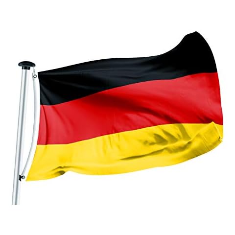FLAGLY Premium Deutschland Flagge 100 x 150 cm - Schiffsflaggentuch, 160g/m² Stoffgewicht - handgefertigt, robust und witterungsbeständig mit Ösen (100 x 150 cm, Deutschland) Cover