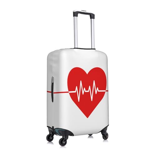 Red Medical Heartbeat Heart Luggage Cover for Suitcase, Suitcase Cover Protector Fit 25-28 Inch Luggage Travel Accessories, L3