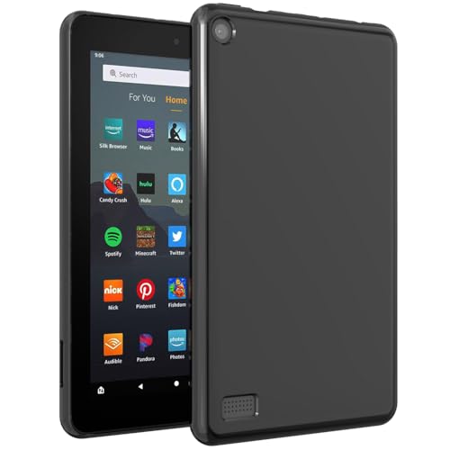 BREPRIO Case for Kindle Fire HD 10 Tablet 10.1 (7th and 9th Generation 2017 and 2019 Release) [Lightweight + Protective] Shockproof Soft Ultra Slim Cover Black