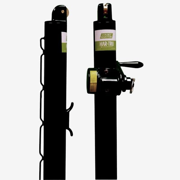 Har-Tru Steel Tennis Posts – Permanent Court Kit – 2 7/8” Round, External Wind, Black – Optional Ground Sleeves