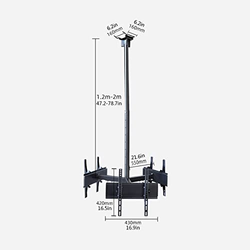 Support TV plafond pour trois écrans inclinable extensible mural