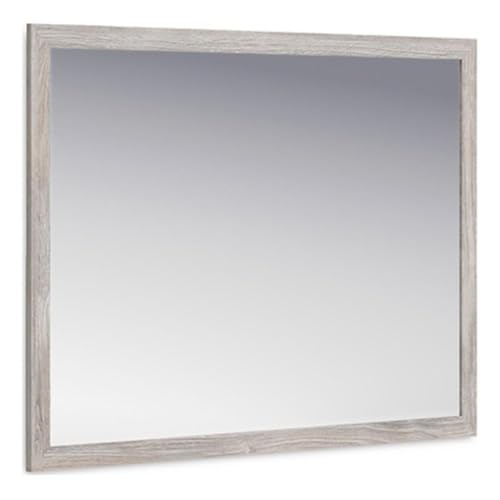 Image of Signature Design by Ashley Vessalli Casual Framed Bedroom Mirror for Wall and Dresser Mount, Light Gray