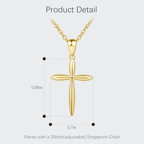 Eloqueen Gold Cross Necklace 14K Gold Cross Necklaces for Women Minimalist Design with Rounded Edges Crosses Pendants for Women Chain Crosses2