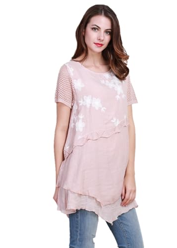 Image of SIMPLY COUTURE Women's Plus Size Summer Casual Short Sleeve Tops Floral Lace Scoop Neck Top