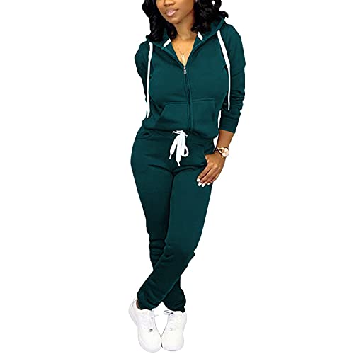 Nimsruc Jogging Suits for Women 2 Piece Casual Small Peacock Blue