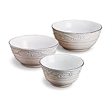 Pfaltzgraff Trellis Serving Bowls, Set of 3, White