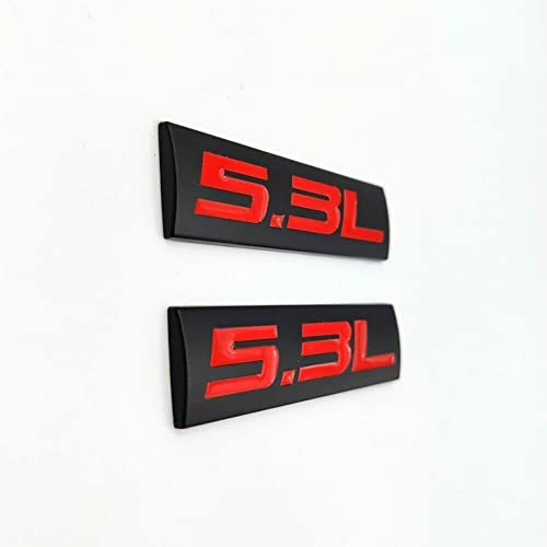 Image of 2X 5.3L Engine Alloy Auto Trunk Door Fender Bumper Badge Decal Emblem Self-Adhesive Tape Sticker (Black Red)