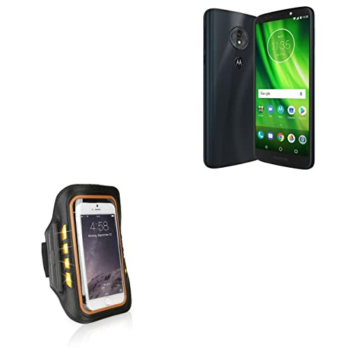 BoxWave Case for Motorola Moto E6 (Case JogBrite Sports Armband, High Visibility Safety Light LED Runners Armband for Motorola Moto E6 - Bold Orange