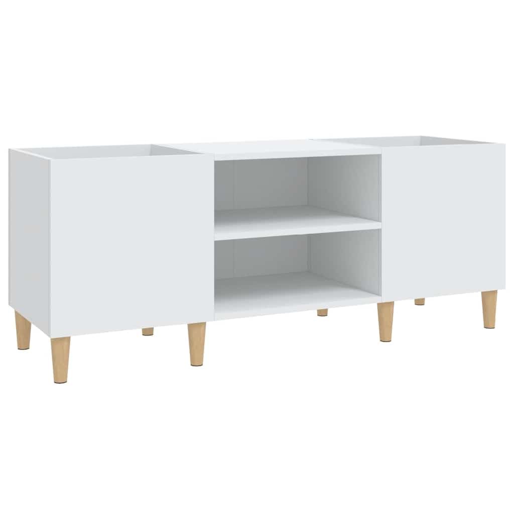 Générique Mobile a dischi bianco 121 x 38 x 48 cm in legno di ingegneria, mobile portaoggetti in vinile con piano robusto per giradisco, spazioso spazio per organizzare la tua collezione, piedi
