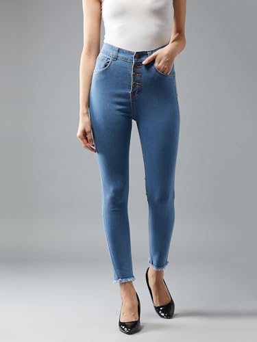 Image of Dolce Crudo Women's Skinny Fit High Rise Cropped Length Stretchable Denim Jeans