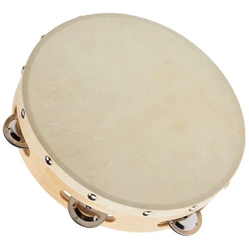100 Tamburelli In Legno Con Pelliccia Naturale 5 Paia Di Campanelli Sonagli In Metallo Musica Spettacolo Danza Classica Popolare Folcroristica Teatro (21 cm)