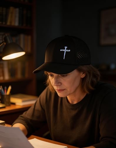 Image of Jesus 3 Nail Cross Hat Christian Religious Gifts for Christma with Embroidered - Adjustable Snapback Baseball Cap