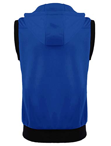 Chaleco con capucha para hombre Uxcell slim fit azul con cremallera y bolsillos prácticos 3