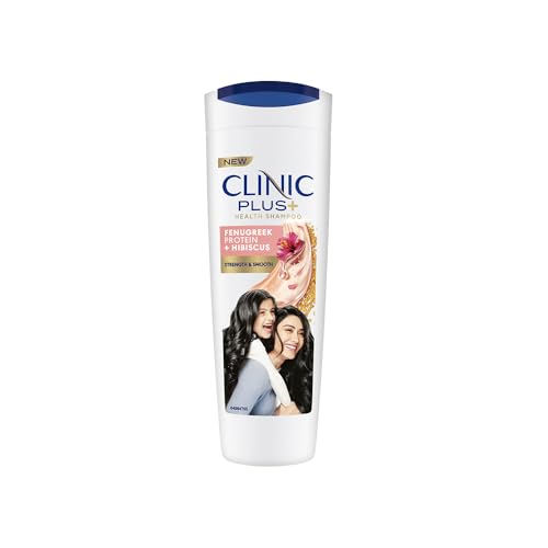 Image of Clinic Plus Strength & Smooth Shampoo, Fenugreek Protein + Hibiscus for Hair Strengthening and Smoother Hair, 175 ml
