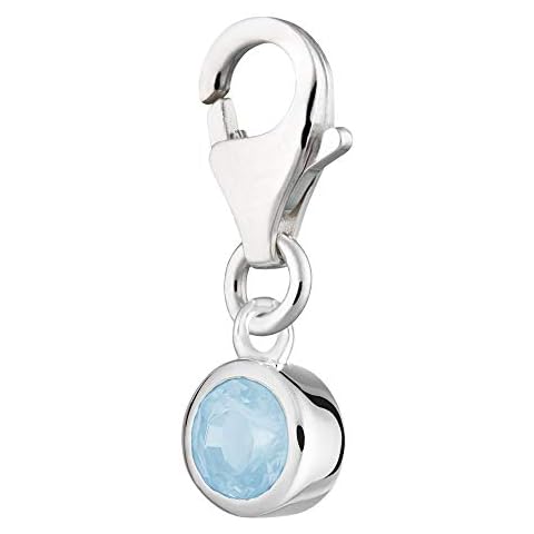 Lily Charmed - Sterling Silver Blue Topaz December Birthstone Clip On Charm - Lobster Clasp Cover
