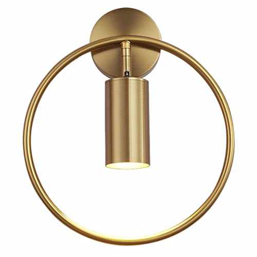 KCO Lighting Modern Wall Sconces Brass 1-Light Wall Mounted Light Mid Century Circle Wall Lamps Living Room Decor Vanity Light (Large)