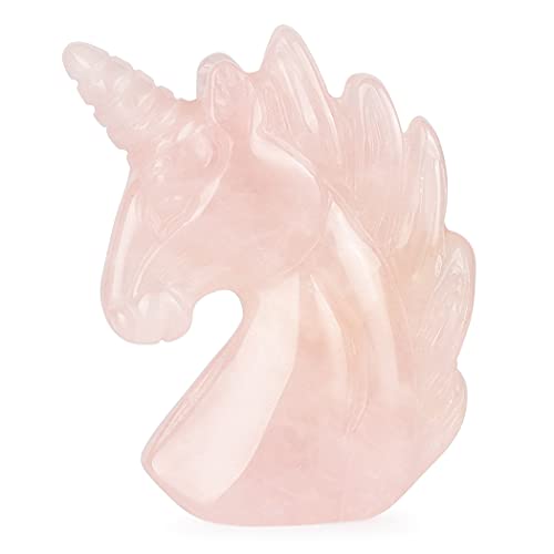 Artistone 2" Unicorn Hand Carved Crystal Gemstone Statue Figures Sculpture Collection Hand Carved Reiki Healing Crystal Stone(Rose Quartz)