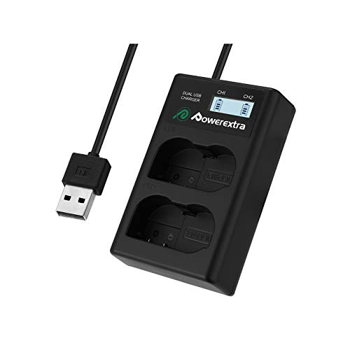 Powerextra - Cargador de batería doble USB con pantalla LCD para cámaras Nikon EN-EL15, EN-EL15A y Nikon D7100, D750, D7000, D7200, D7500, D810, D610, D800, D850, D600, D500, D800e, D810a, 1v1